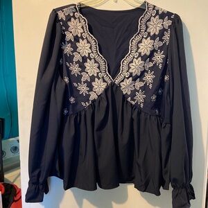 Brand new without tags cute Navy and White top. Final price